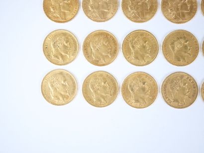 Ensemble de vingt pièces de 20 francs en...
