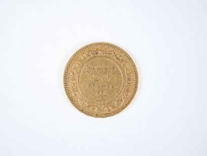 Pièce de 20 francs tunisiens en or, 1891...