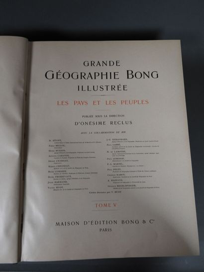 Geography by Bong, 1914, large folio volumes,...