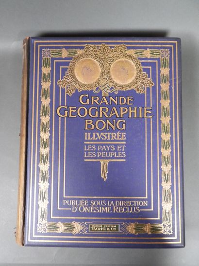 Geography by Bong, 1914, large folio volumes,...