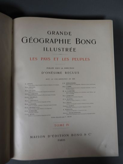 Geography by Bong, 1914, large folio volumes,...
