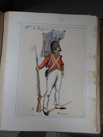 MILITARIA- TRES NOMBREUSES AQUARELLES ET...
