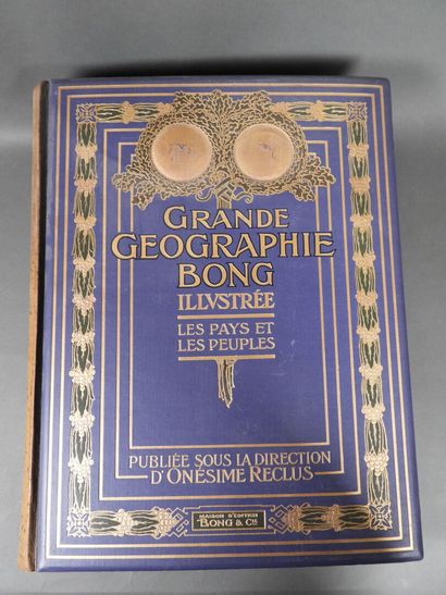 Geography by Bong, 1914, large folio volumes,...