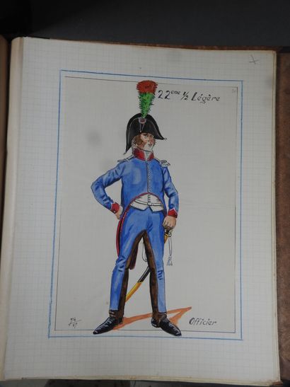 MILITARIA- TRES NOMBREUSES AQUARELLES ET...