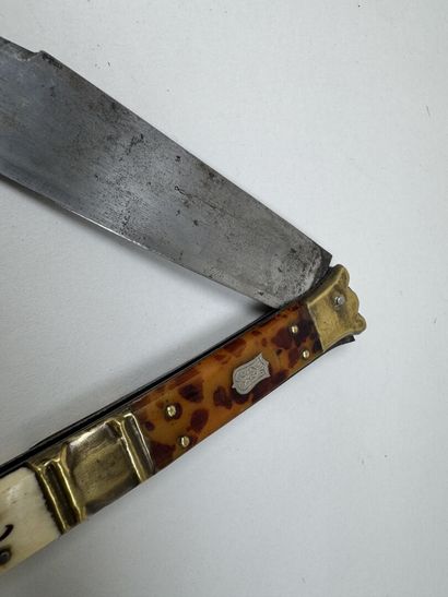 Couteau pliant type catalan manche en laiton,...