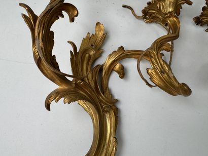 Paire d'appliques en bronze doré et ciselé...