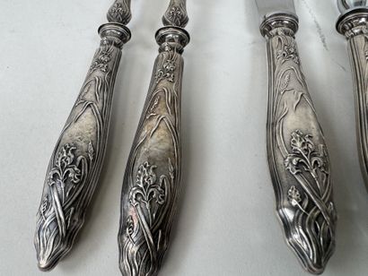 Trois couverts de service en argent fourré,...