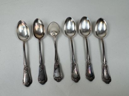 Série de 6 petites cuillères en argent 950/1000,...