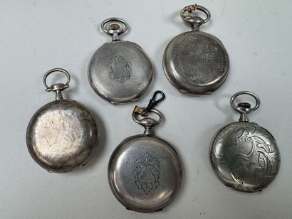 Collection de 5 montres de gousset en argent...