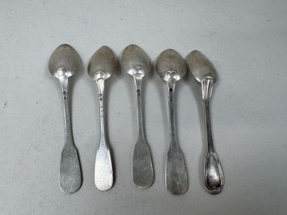5 cuillères en argent 950/1000, divers poinçons...