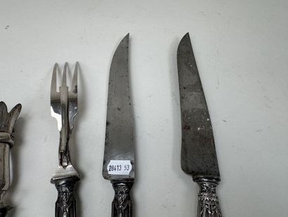 Service à découper en argent fourré et métal...