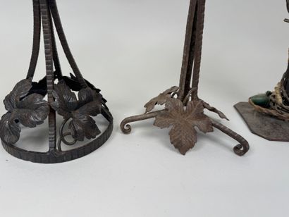 Lot de 5 pied de lampe en fer forgé ajouré...