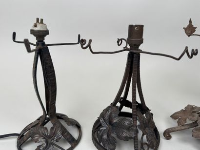 Lot de 5 pied de lampe en fer forgé ajouré...