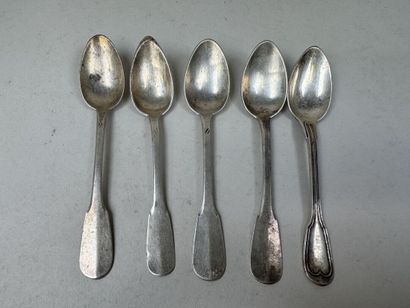 5 cuillères en argent 950/1000, divers poinçons...