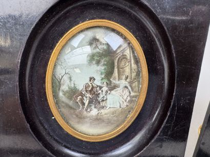 Lot de 4 gravures miniatures à vues circulaires...