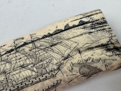 Réplique d'un SCRIMSHAW en résine à l'imitation...