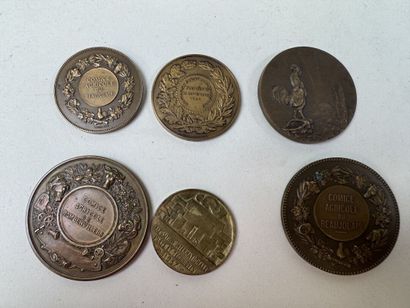 Lot de médailles en bronze dont :
- Pierre-Victor...