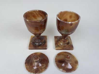 Paire de vases Médicis en albâtre à décor...