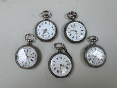 Collection de 5 montres de gousset en argent...