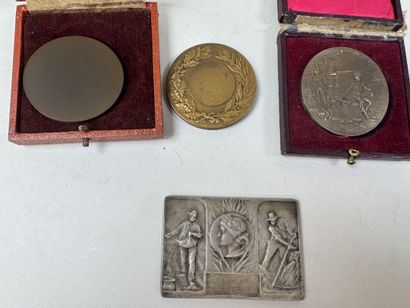 Lot de médailles en bronze et bronze argent...