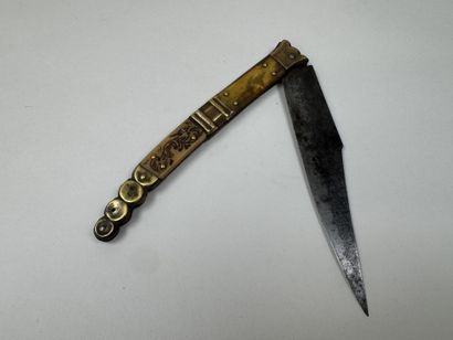Couteau pliant type catalan manche en laiton,...