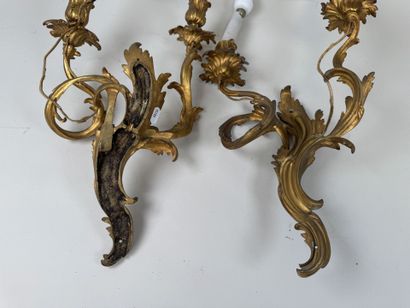 Paire d'appliques en bronze doré et ciselé...