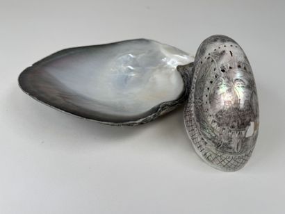 Lot comprenant :
- valve de coquille en nacre.
19,5...