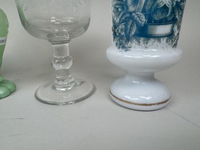 Lot comprenant :
- paire de vases en verre...