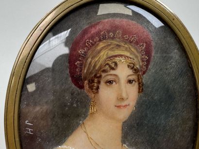 École, XXe.
Femme à la coiffe.
Miniature...