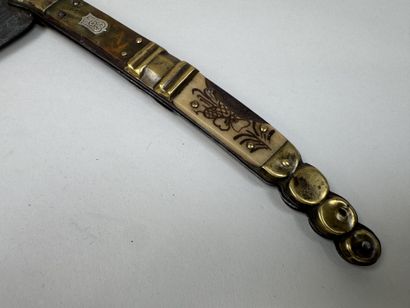 Couteau pliant type catalan manche en laiton,...