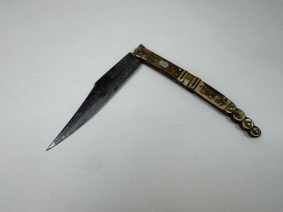 Couteau pliant type catalan manche en laiton,...