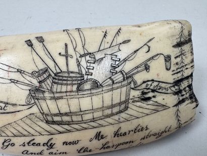 Réplique d'un SCRIMSHAW en résine à l'imitation...