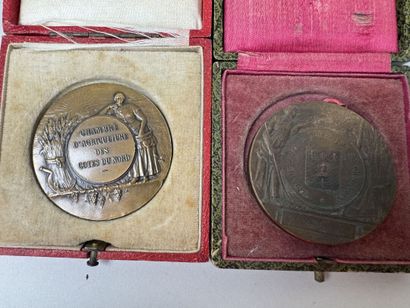 Lot de médailles en bronze et bronze argent...