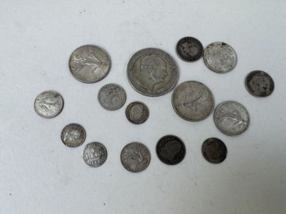 Lot de pièces en argent principalement françaises...