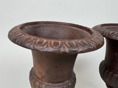 Paire de petits vases Médicis en fonte à...