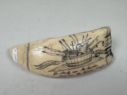 Réplique d'un SCRIMSHAW en résine à l'imitation...