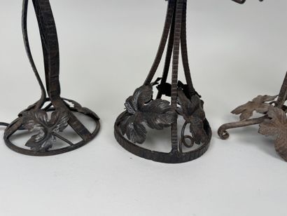 Lot de 5 pied de lampe en fer forgé ajouré...