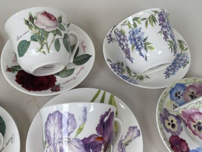 Six grandes tasses déjeuners et leurs sous-tasses...