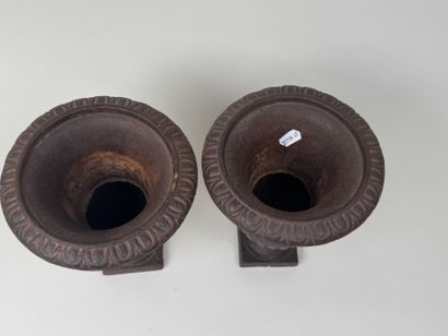 Paire de petits vases Médicis en fonte à...