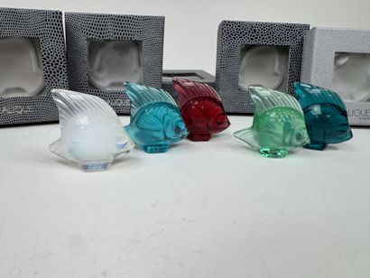 LALIQUE France.
Poissons.
Collection de 5...