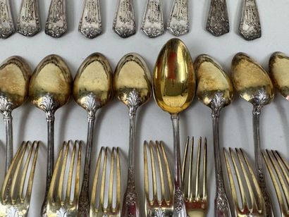 Set of 950/1000 silver tableware, Minerva...