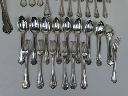 Set of 950/1000 silver tableware, Minerva...