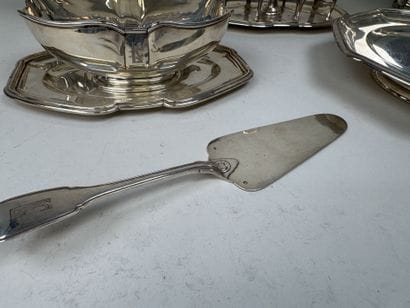 Ensemble de pièces de forme en argent 950/1000,...