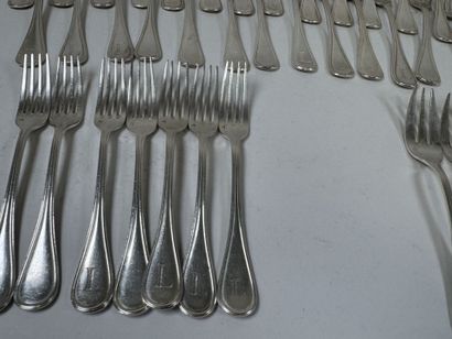 A large set of silver plated tableware, mesh...