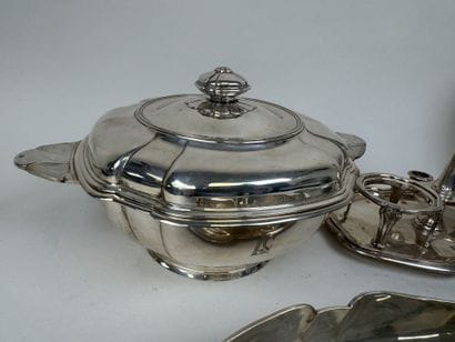 Ensemble de pièces de forme en argent 950/1000,...