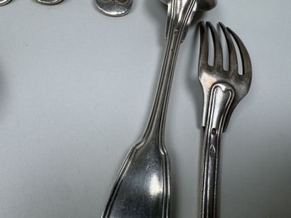 9 couverts en argent 950/1000, poinçon Minerve,...