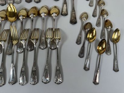 Set of 950/1000 silver tableware, Minerva...