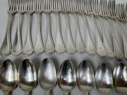 A large set of silver plated tableware, mesh...