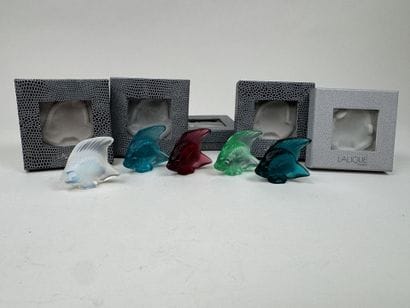LALIQUE France.
Poissons.
Collection de 5...