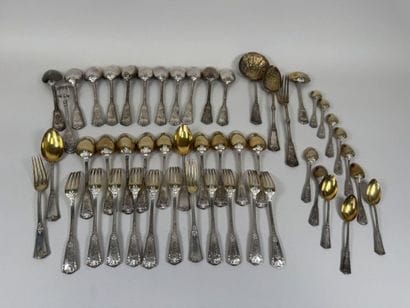 Set of 950/1000 silver tableware, Minerva...